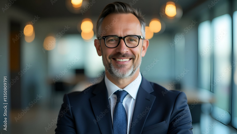 Fototapeta premium Professional Middle-Aged Businessman Vector Portrait for SEO