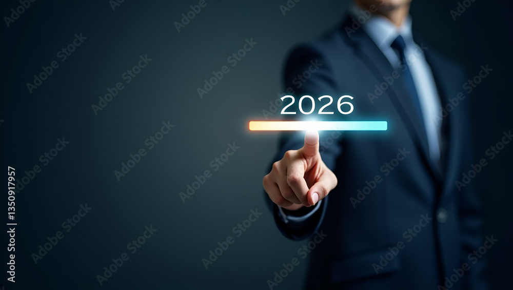 Hand Pointing to Holographic Loading Bar: Future Planning 2026 Hand Pointing to Holographic Loading Bar: Future Planning 2026