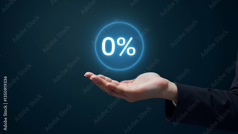 Hand Interacting with Holographic Zero Percent Interest Rate Symbol: Unlocking Zero Percent Financing Discounts and No Commission Sales Promotions in a Conceptual Photo Stock Setting Hand Interacting with Holographic Zero Percent Interest Rate Symbol: Unlocking Zero Percent Financing Discounts and No Commission Sales Promotions in a Conceptual Photo Stock Setting