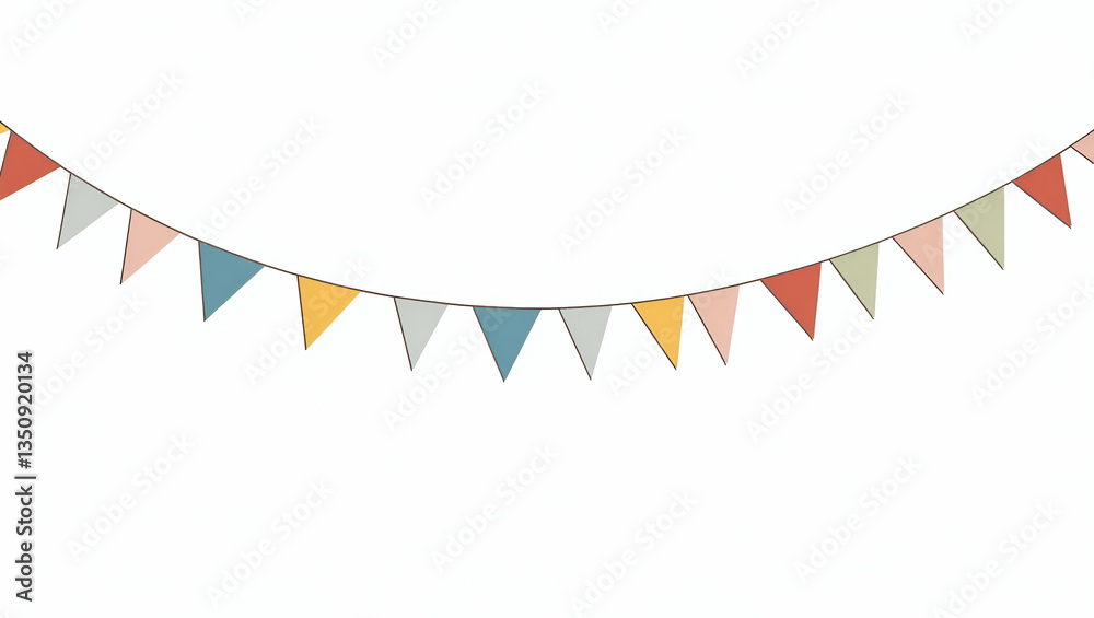 Fototapeta premium Colorful Triangular Flags on Strings: Festive Decorative Vector Art