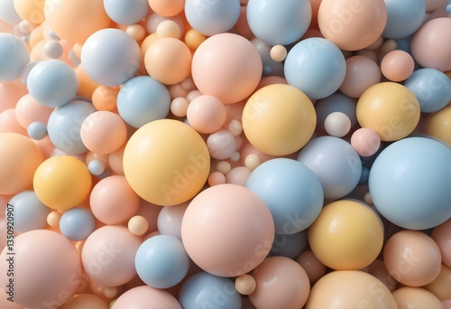 Soft Pastel Spheres in Blue Peach and Pink Tones Creating a 3D Abstract Bubble Composition Al Generated