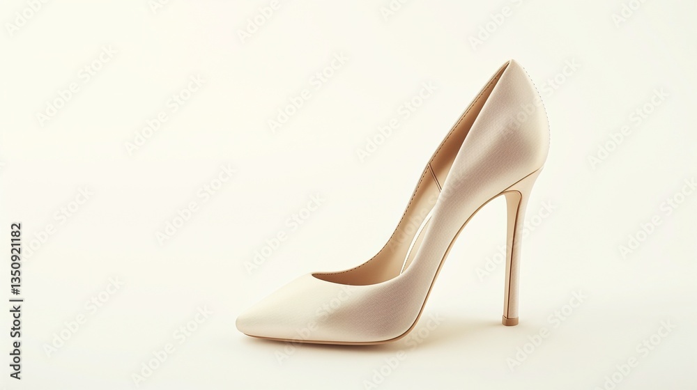 A pair of classic peep-toe heels with a satin finish and a tall, slim heel on a white background. A pair of classic peep-toe heels with a satin finish and a tall, slim heel on a white background.