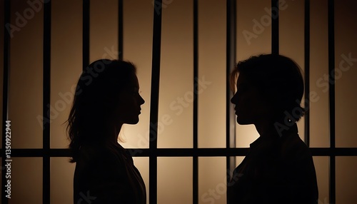 Silhouette of a prisoner in jail