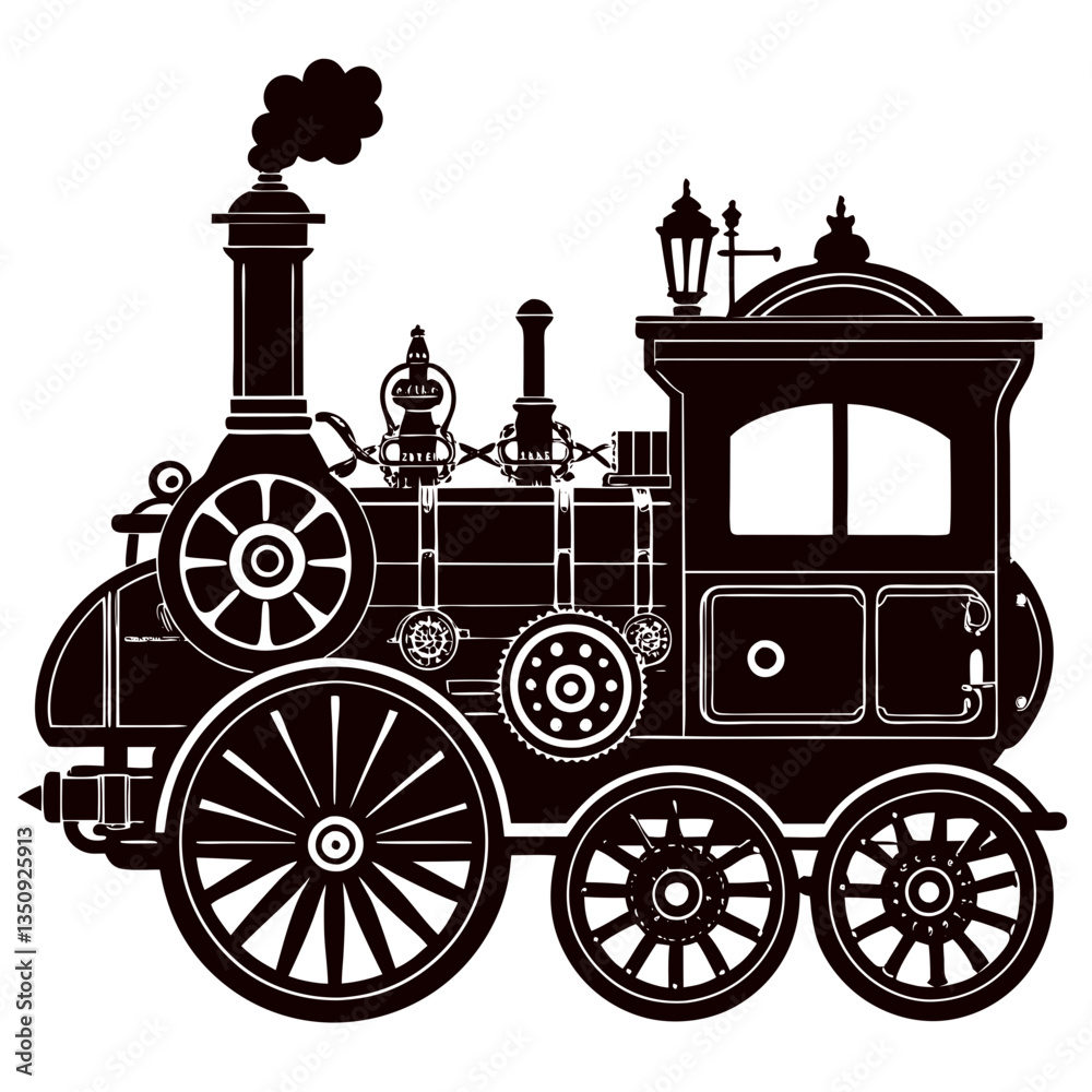 Fototapeta premium Steam-Powered Vehicle Silhouette