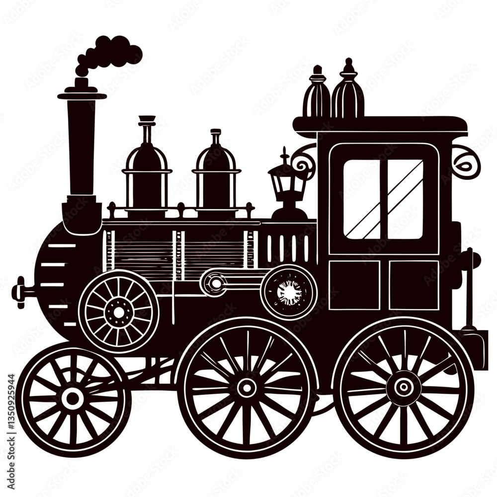 Fototapeta premium Steam-Powered Vehicle Silhouette