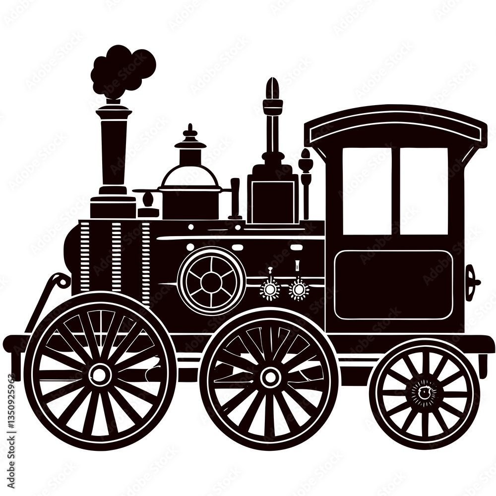 Fototapeta premium Steam-Powered Vehicle Silhouette