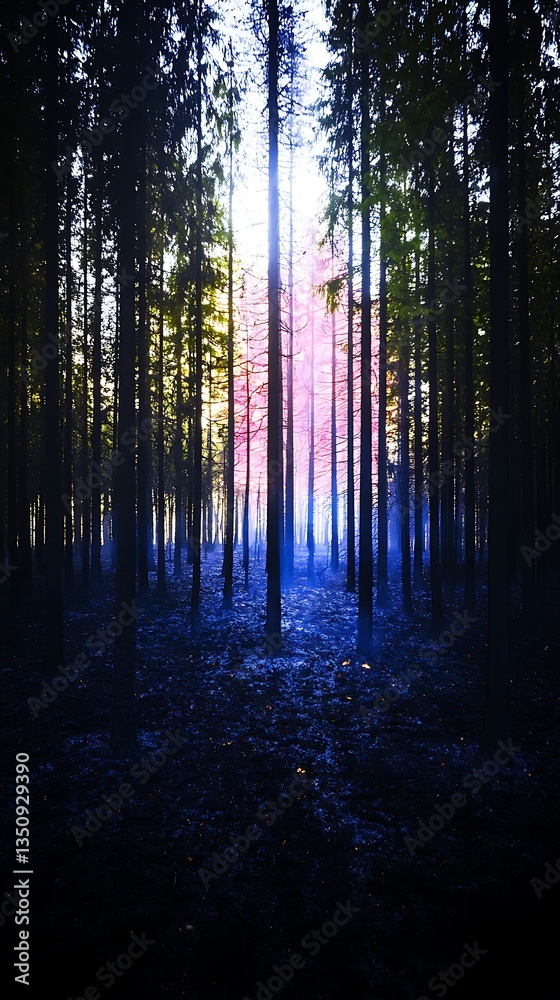 Obraz premium Mystical Forest Path for Dawn Light.