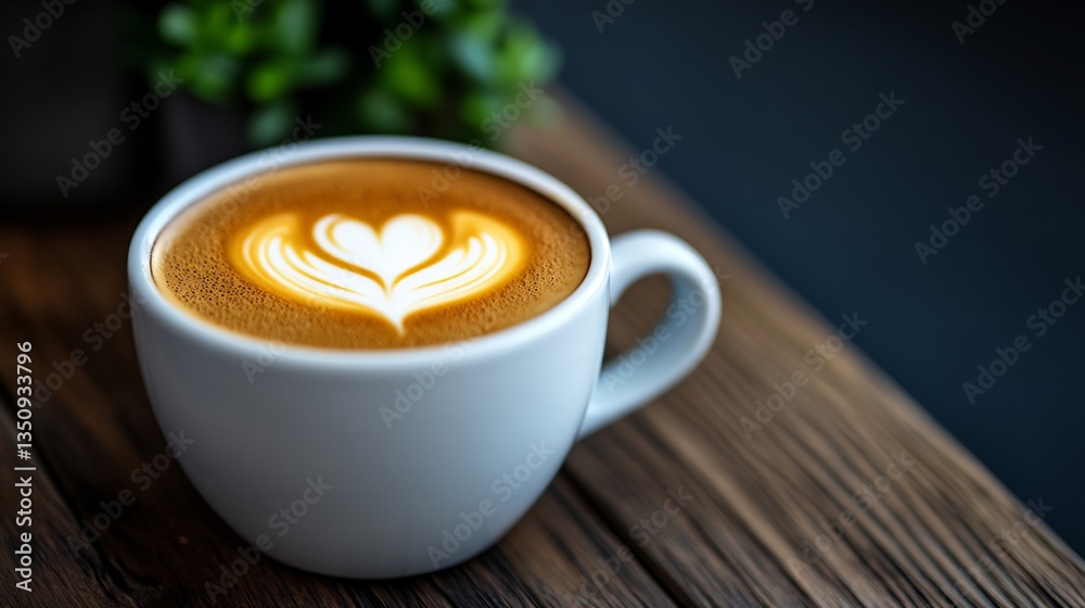 Latte Art HeartShaped Cappuccino on Rustic Wood. Latte Art HeartShaped Cappuccino on Rustic Wood.