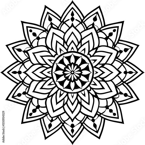 Sacred Geometry: Intricate Mandala Design: An exquisite mandala design in intricate detail, exuding tranquility and mindfulness. The complex symmetrical pattern.