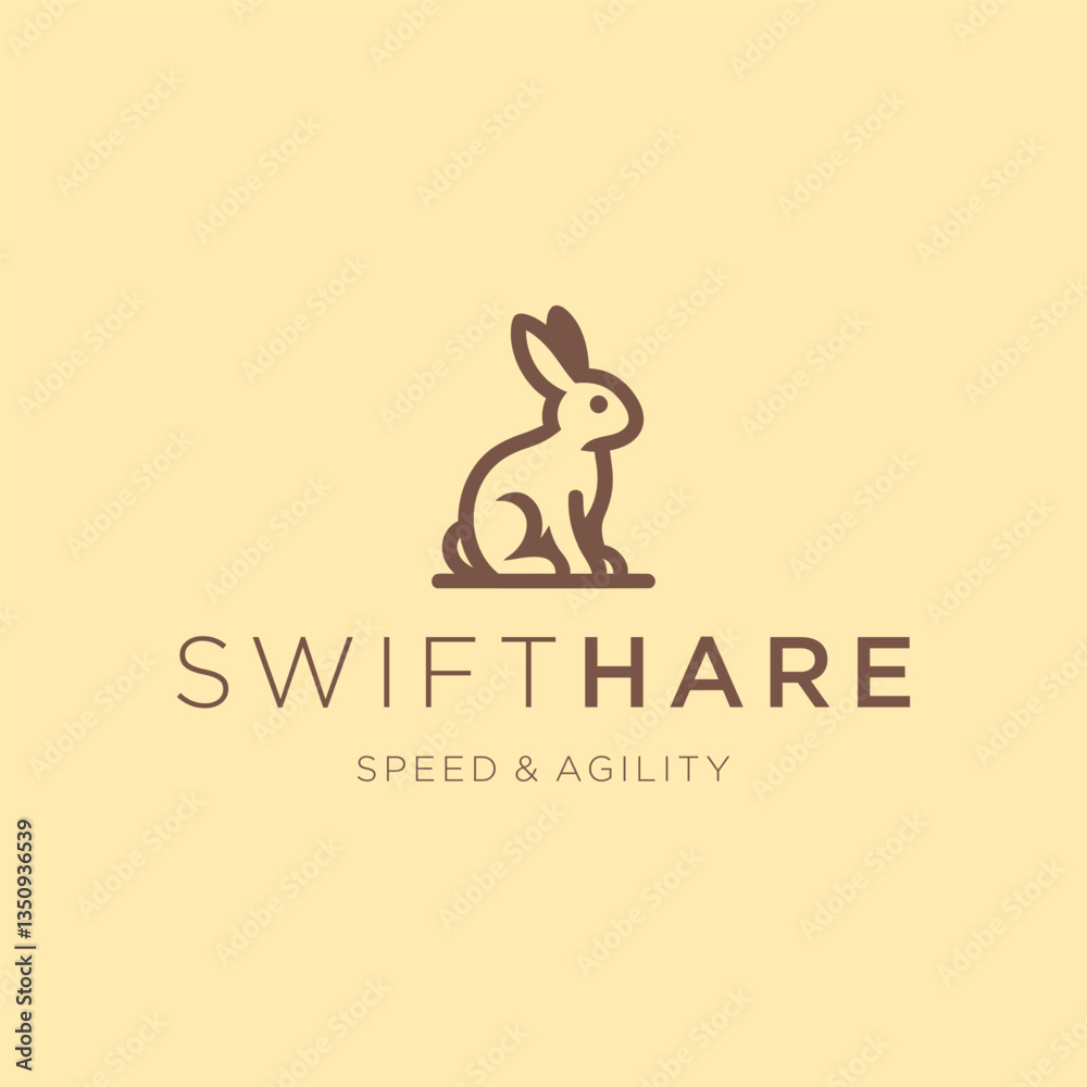 Obraz premium Rabbit Line Art Logo – A sleek rabbit in line art, representing agility and innocence.