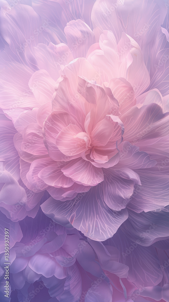Delicate pink and purple flower petals in soft light capturing natural elegance