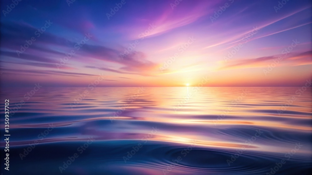 Obraz premium Serene Sunset Hues Reflected on a Calm Ocean Surface, Painting a Captivating Scene of Tranquility