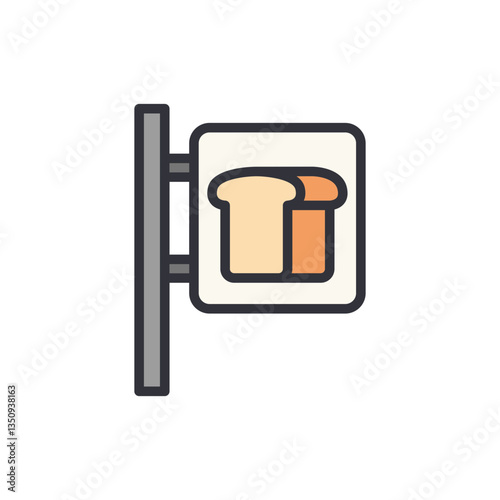 Bakery signboard colored icons, minimalist vector illustration ,simple transparent graphic element .Isolated on white background