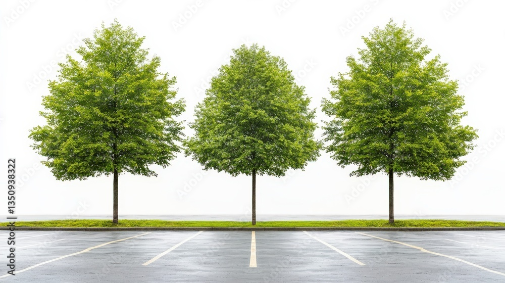 Obraz premium Lush Trees in Vibrant Parking Area