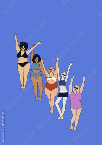 vector girls in swimming