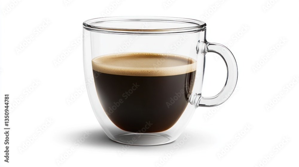 Dark Espresso Coffee in Double Walled Glass Mug Dark Espresso Coffee in Double Walled Glass Mug