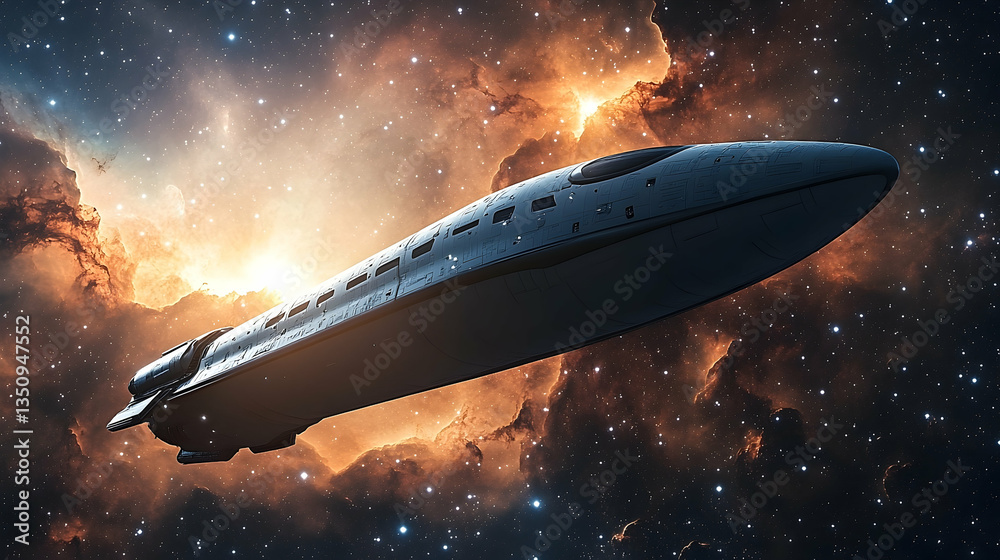 Fototapeta premium Spaceship in Nebula