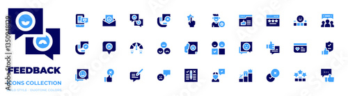 Feedback icon collection. Bold style. Duotone colors. call, rating, review, feedback, thumbsup, like, emotion, feedbackemoji, trust, neutral, dislike, rank