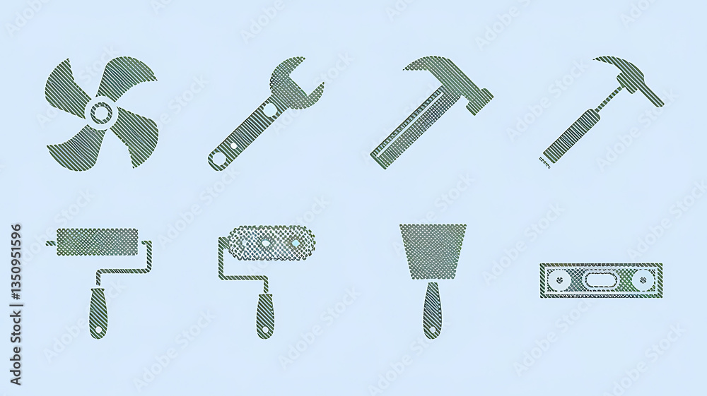 Obraz premium Construction tools stylized icons vector graphics light background high resolution