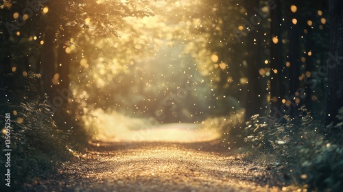 Wallpaper Mural Golden Sunlight Path Through Woods Torontodigital.ca