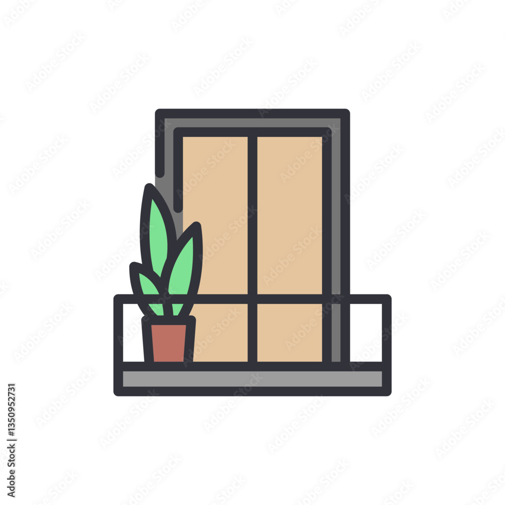 Fototapeta premium Balcony colored icons, minimalist vector illustration ,simple transparent graphic element .Isolated on white background