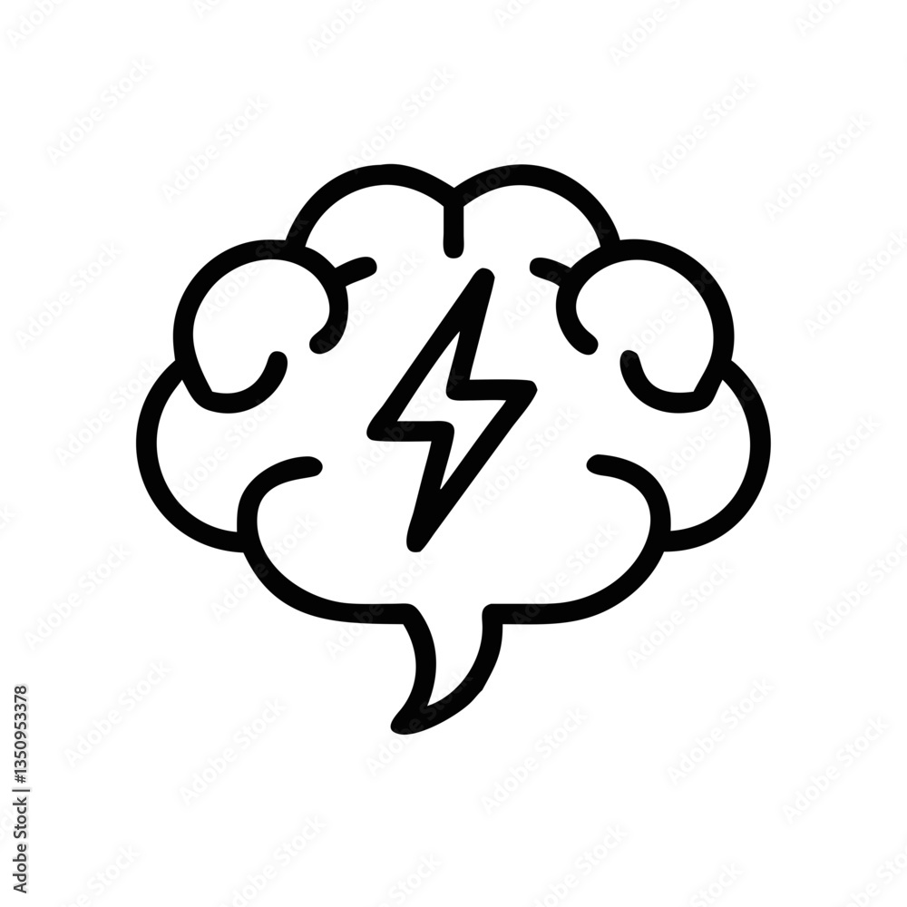 Brain with Lightning Bolt Symbolizing Health Brain with Lightning Bolt Symbolizing Health