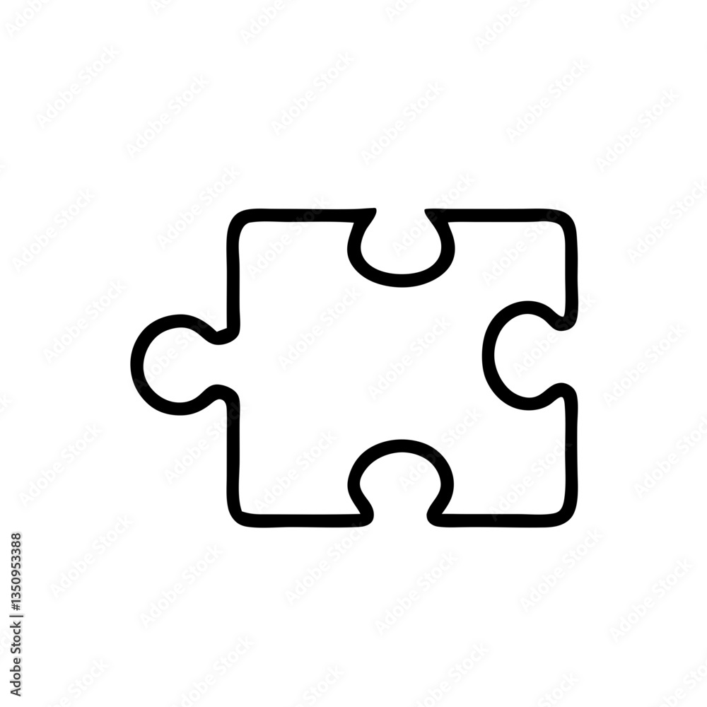 Puzzle piece in simple line art style on a white background Puzzle piece in simple line art style on a white background