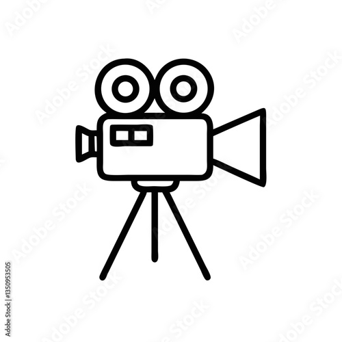 Vintage movie camera illustration on a simple white background  