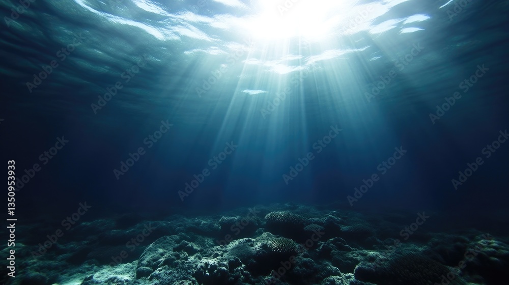 Fototapeta premium Sunlight piercing the deep ocean