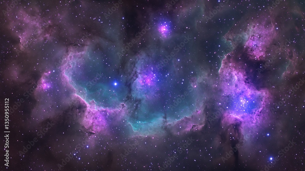 Fototapeta premium A colorful nebula showcases stars and cosmic dust among the darkness