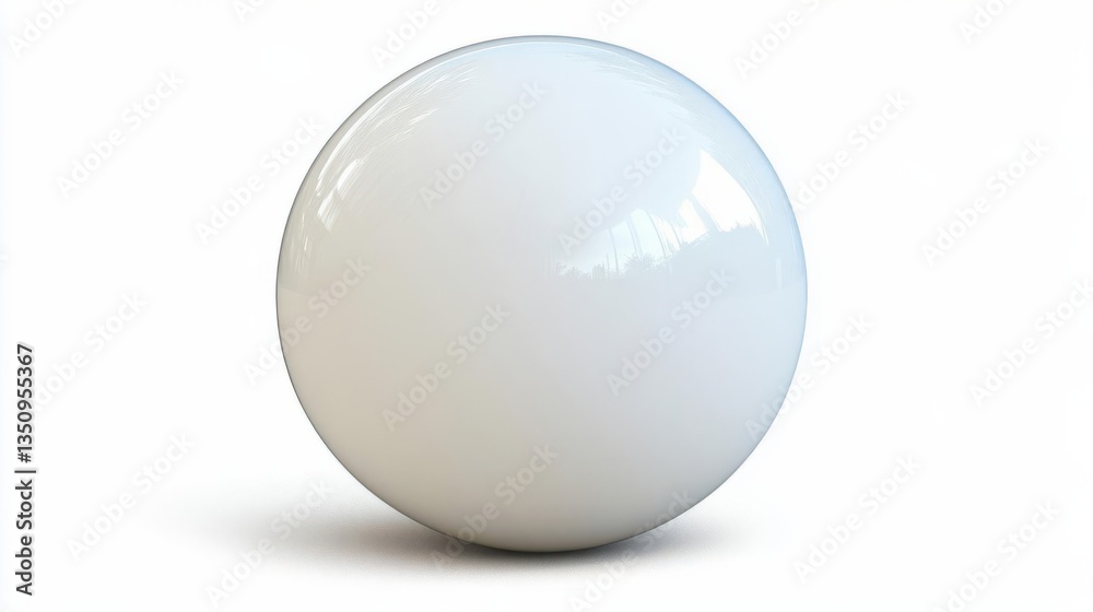 A smooth, reflective white sphere placed on a bright, neutral background showcasing simplicity A smooth, reflective white sphere placed on a bright, neutral background showcasing simplicity