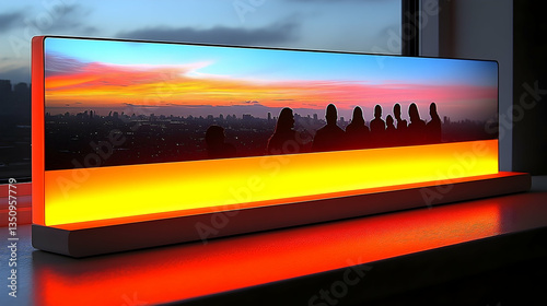 Sunset city view display