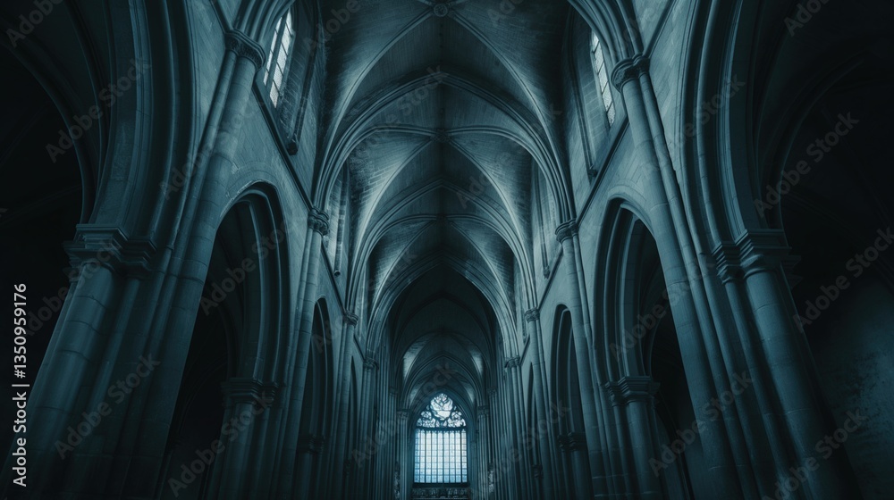 Naklejka premium Gothic Cathedral Interior View