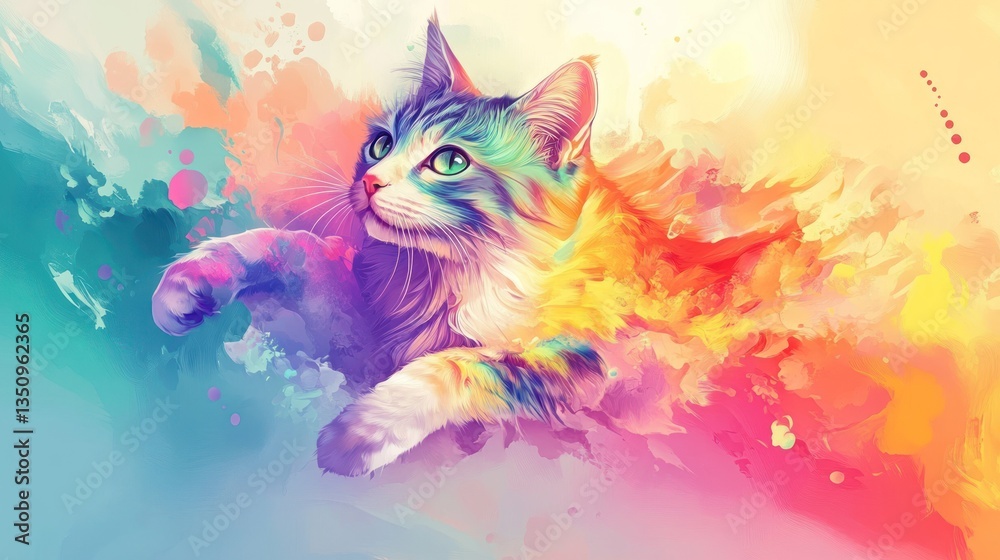 Fototapeta Vibrant colorful cat portrait (1)