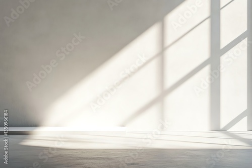 Sunlight Streaming Through Window Creates Minimalist Interior Space with Concrete Floor