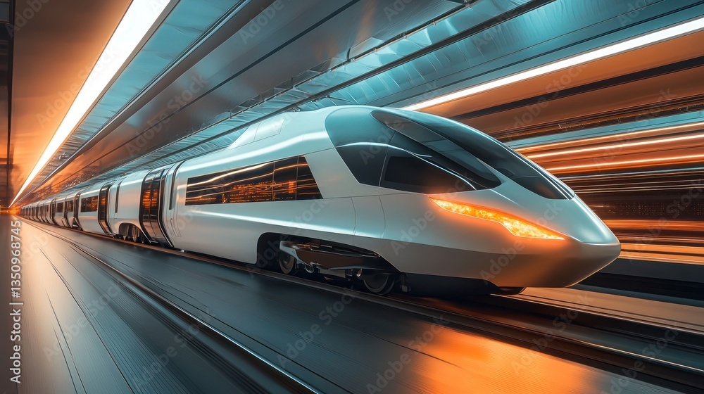High-Speed Rail in Futuristic Tunnel: A Journey of Speed and Innovation High-Speed Rail in Futuristic Tunnel: A Journey of Speed and Innovation
