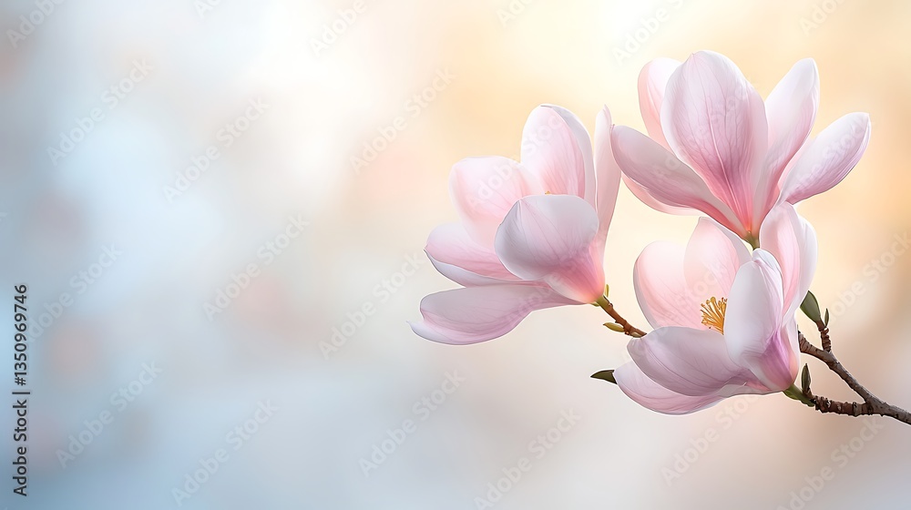 Fototapeta premium Spring flora blooming in nature soft focus on delicate flowers outdoor serenity