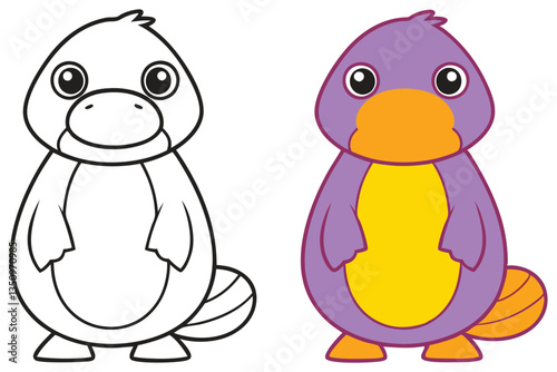 Adorable Platypus Coloring Page Illustration Cute Cartoon Animal for Kids