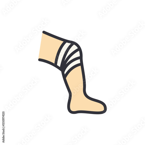 Leg bandage colored icons, minimalist vector illustration ,simple transparent graphic element .Isolated on white background