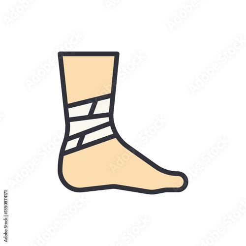 Leg bandage colored icons, minimalist vector illustration ,simple transparent graphic element .Isolated on white background