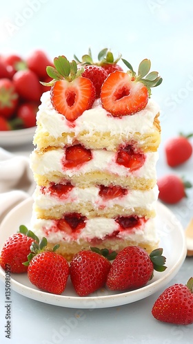Strawberry Shortcake Slice for Dessert Plate.