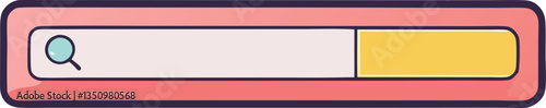 Colorful search bar with magnifying glass icon, A vibrant illustration of a search bar with a magnifying glass icon, symbolizing web searching and online navigation.
