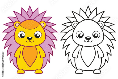 Adorable Cartoon Hedgehog Coloring Page Illustration for Kids Cute Animal Drawing