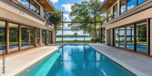 Wallpaper Mural Modern Lakefront Estate with Pool Torontodigital.ca