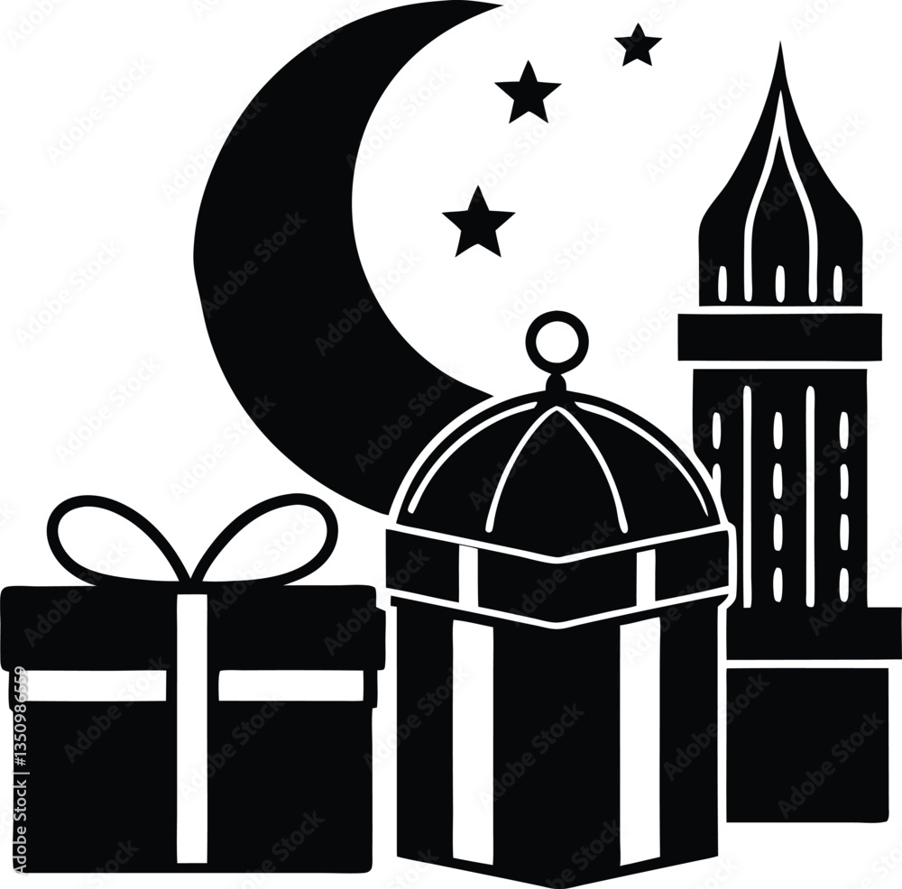 Obraz premium Elegant Eid Gift Boxes – Wrapped Presents Symbolizing Celebration