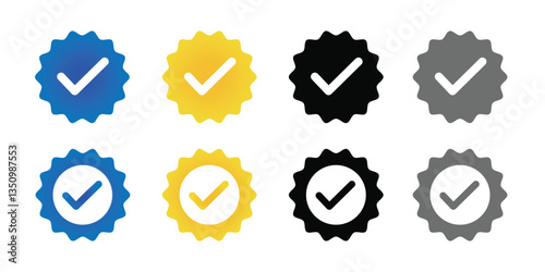 Verification Checkmarks on Social Media Blue, Grey, Gold, and Black, verification icons hand drawn vector illustration set verified badge icon blue tick check mark official symbol