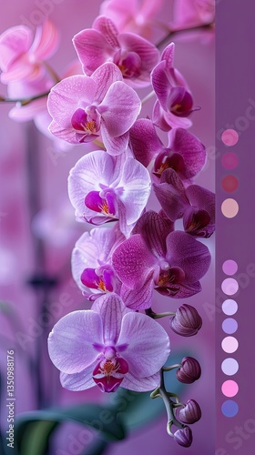 Pink Orchids with Color Palette for Design Inspiration Pink Orchids with Color Palette for Design Inspiration