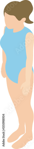 アイソメトリック　人物　女性　海　海水浴　プール　水着　水泳　夏　レジャー　旅行　イラスト
