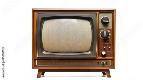 Vintage wooden television set with a blank screen and vintage retro tv set with a blank screen isolated on a clean white background
