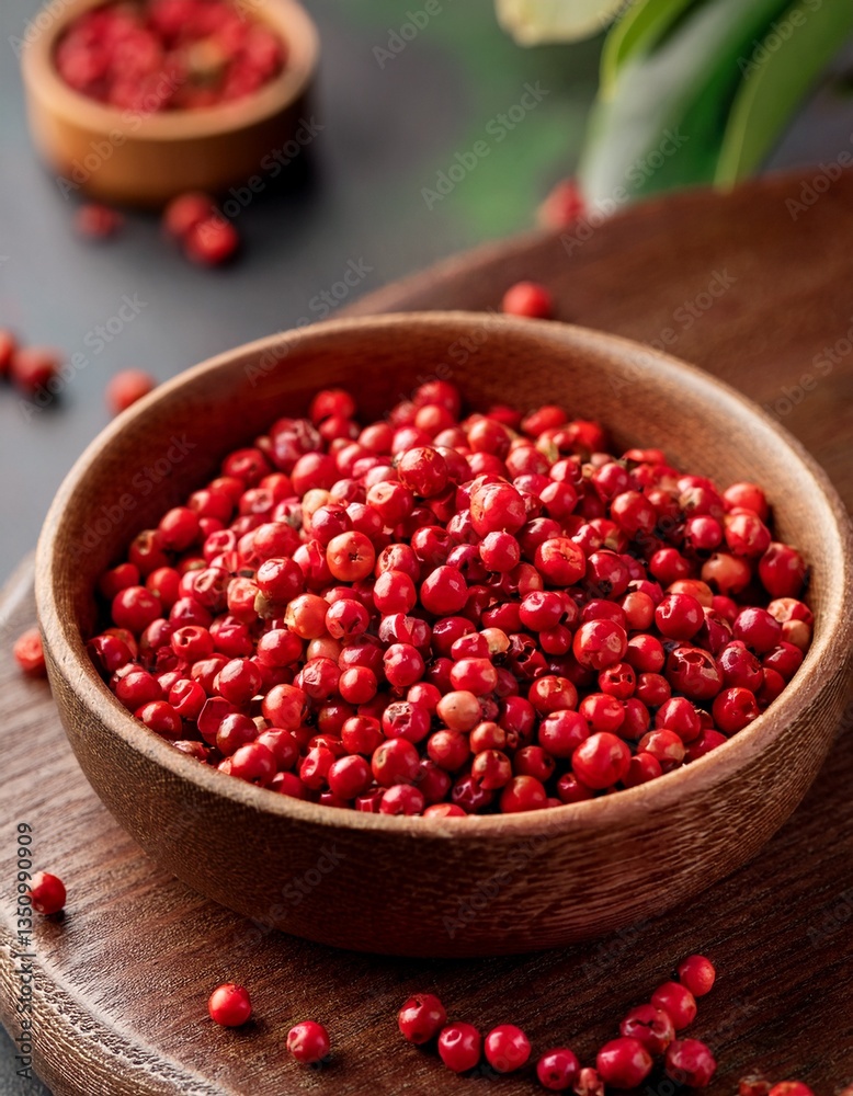 Red peppercorns in bowl Red peppercorns in bowl